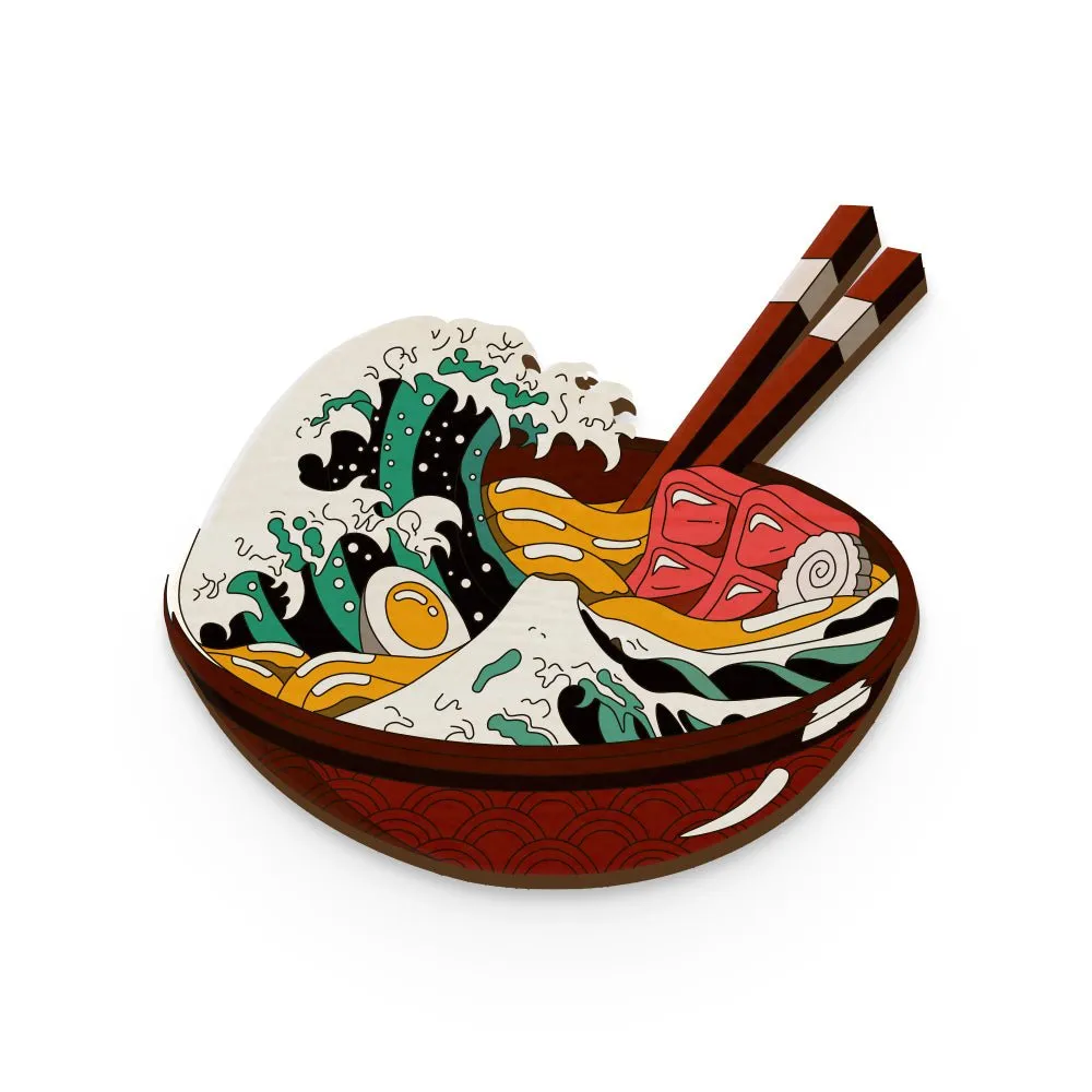 Ramen Wave Hand Painted Wooden Pin