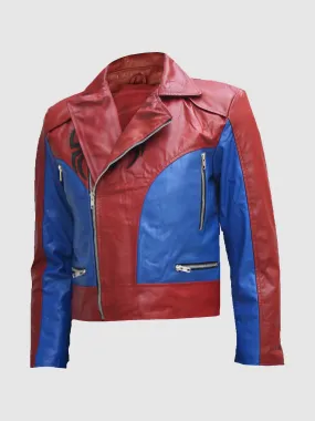 Red & Blue Leather Jacket