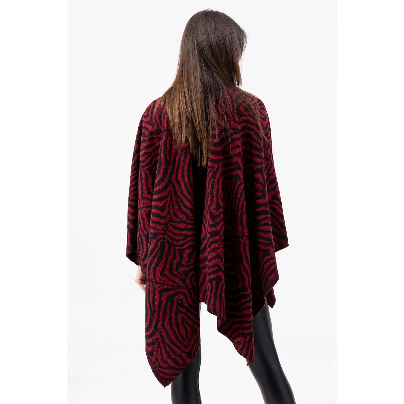 Red Printed Poncho