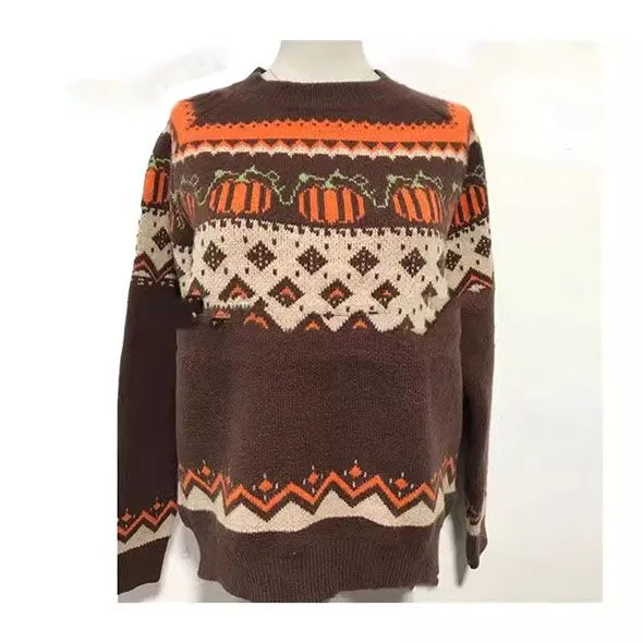 Retro Halloween Fall Pumpkin Chevron Sweater