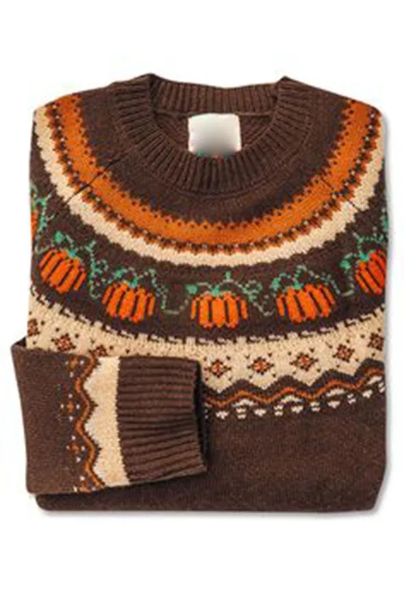 Retro Halloween Fall Pumpkin Chevron Sweater