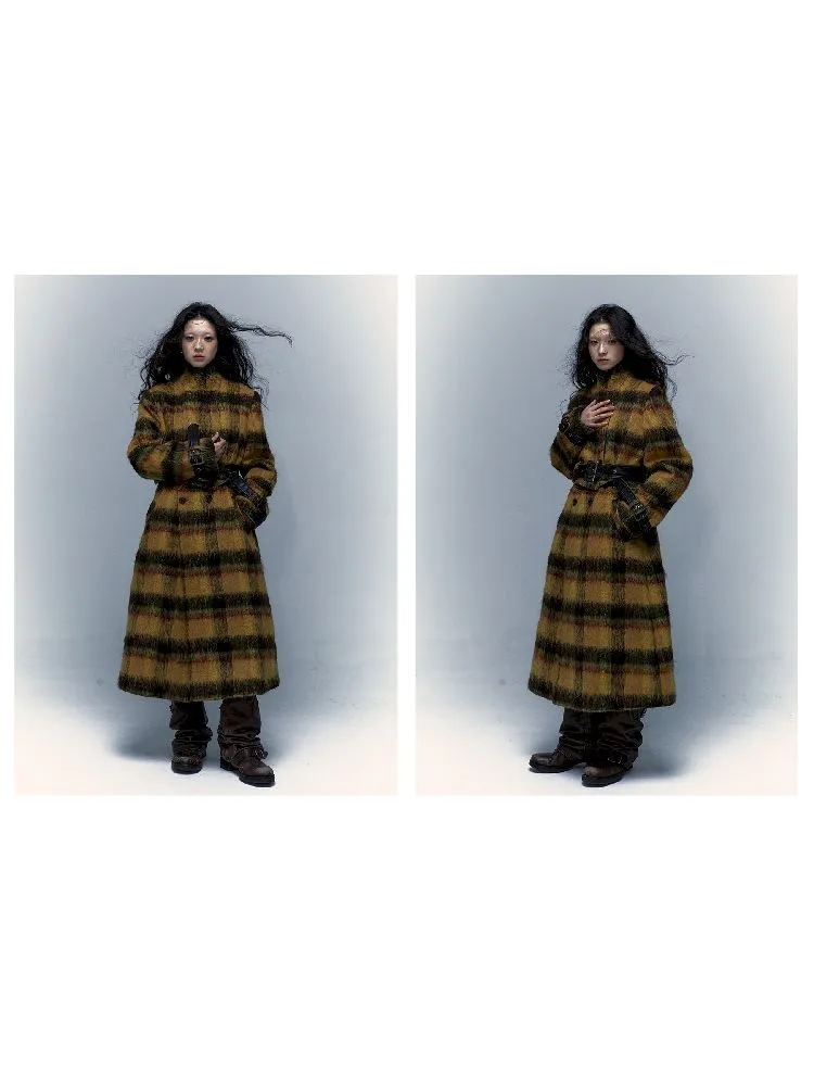 Reversible plaid patchwork leather trench coat【s0000005971】