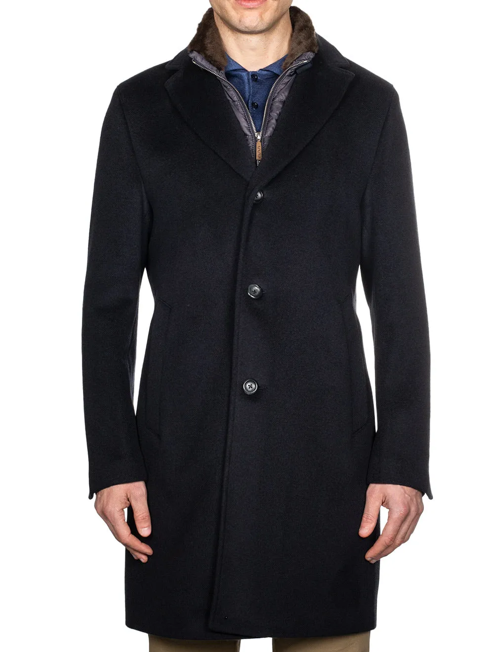 Rick Coat With Fur Collar And Insert Navy