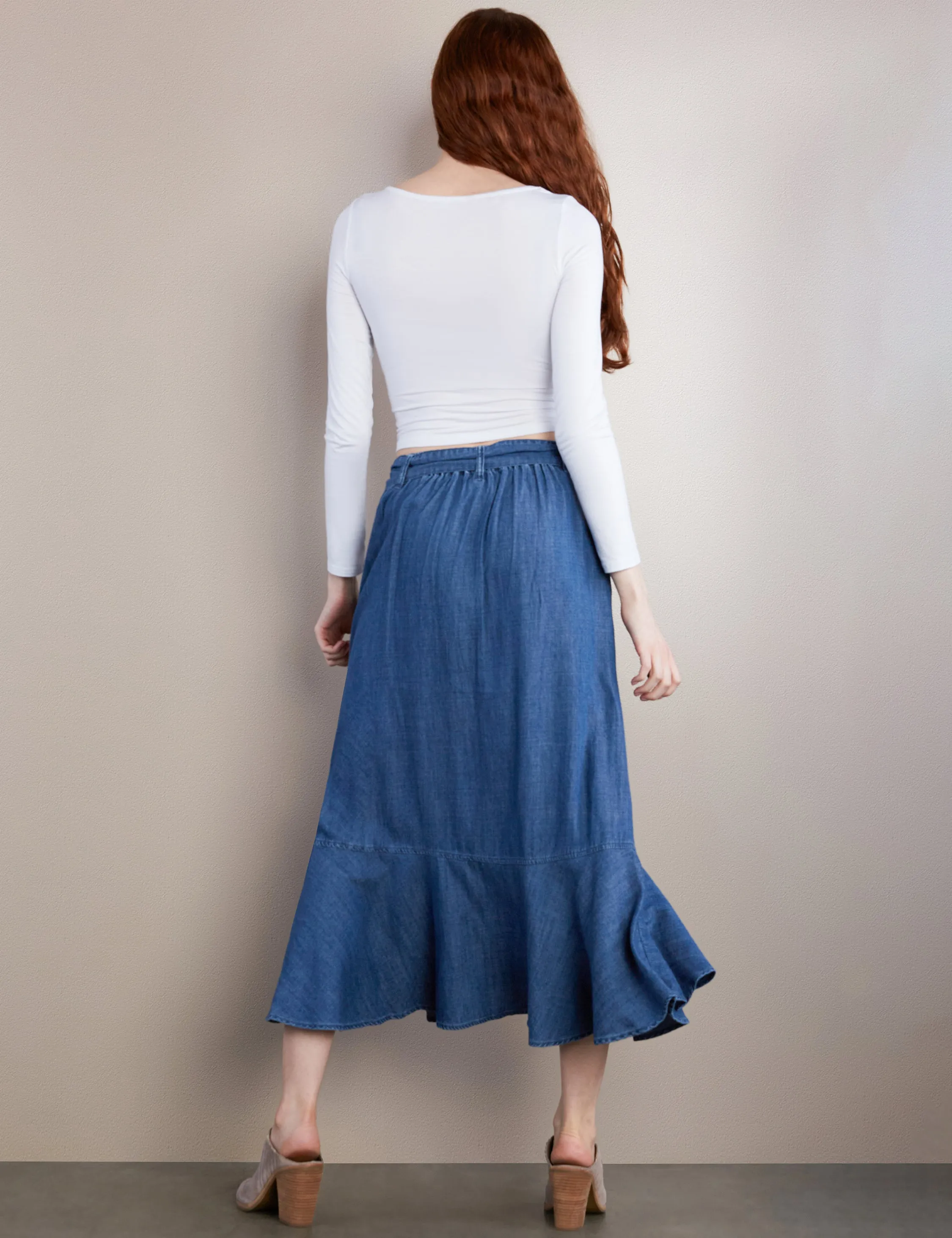 Ruffle Wrap Maxi Skirt