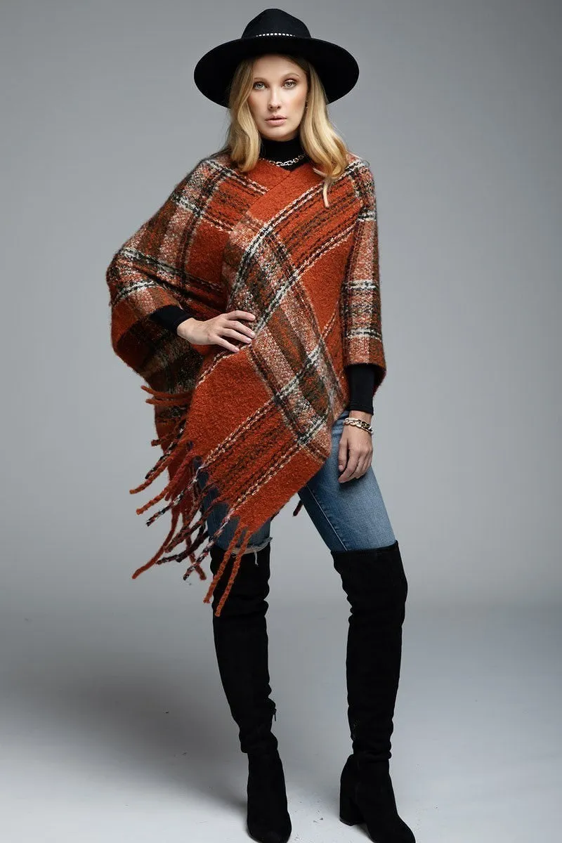 Rust Fringe Poncho