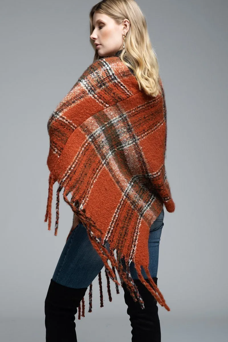 Rust Fringe Poncho