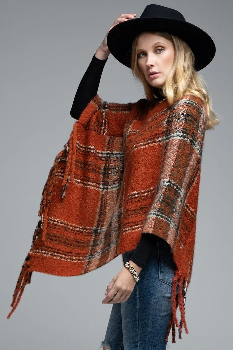 Rust Fringe Poncho