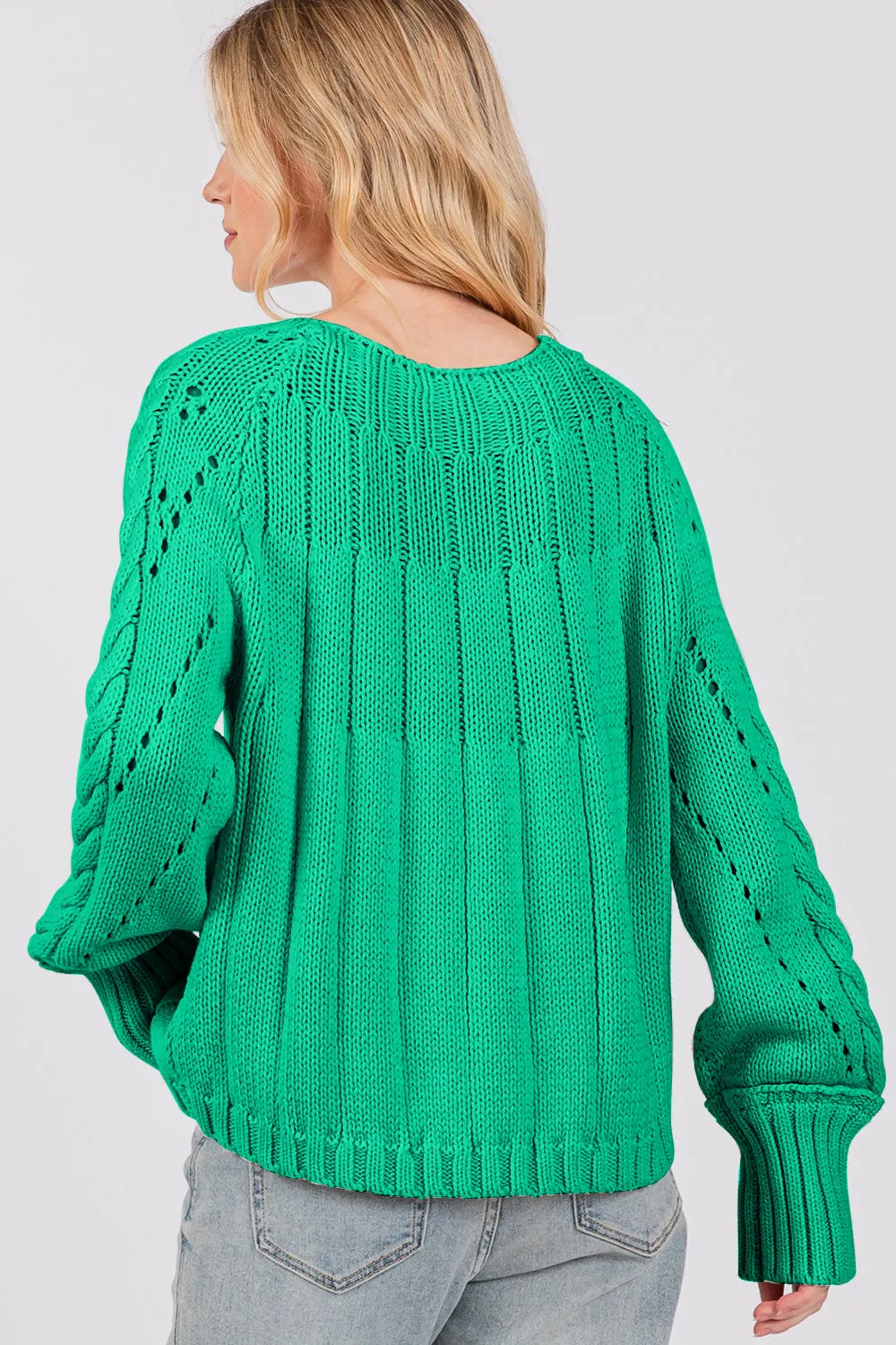 SAGE   FIG Cable-Knit Long Sleeve Sweater