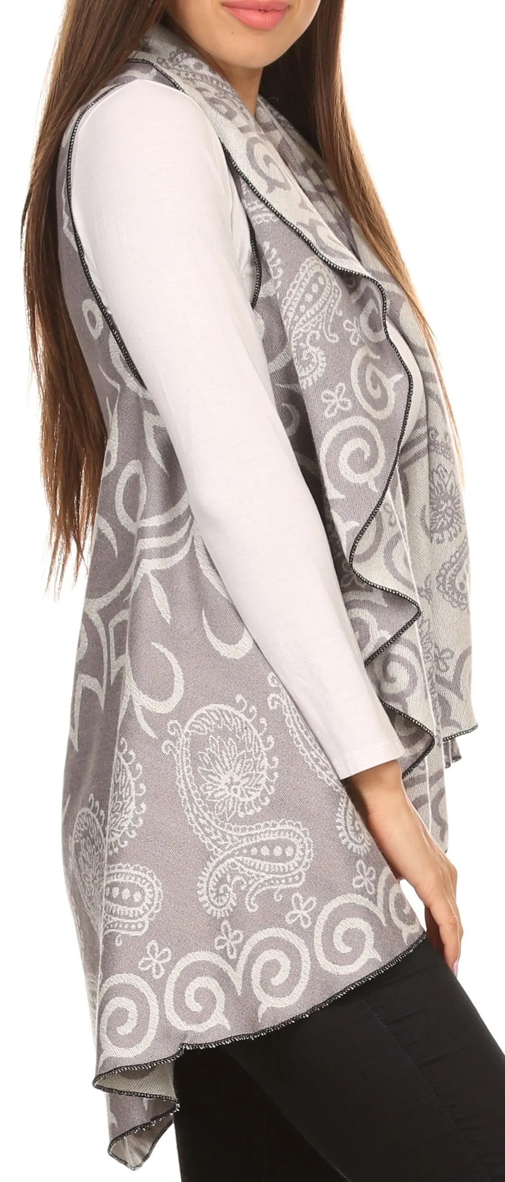 Sakkas Balie Reversable Printed Mid Weight Warm Poncho Throw Shawl / Cardigan