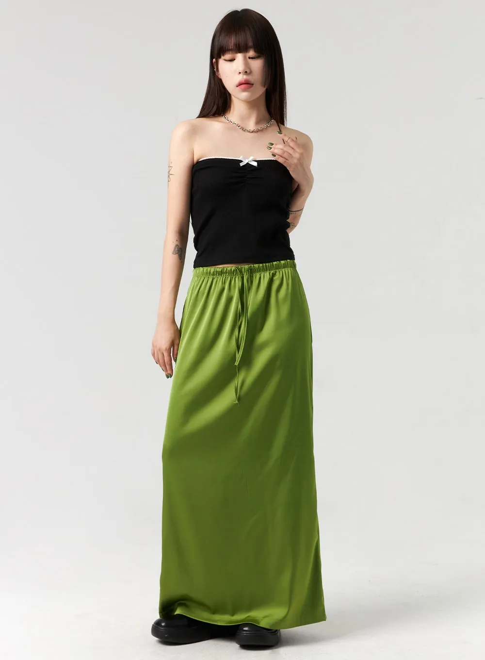 Satin Maxi Skirt CL328