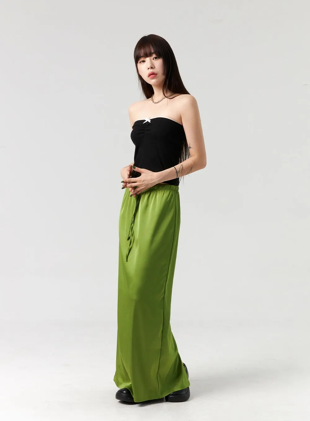 Satin Maxi Skirt CL328