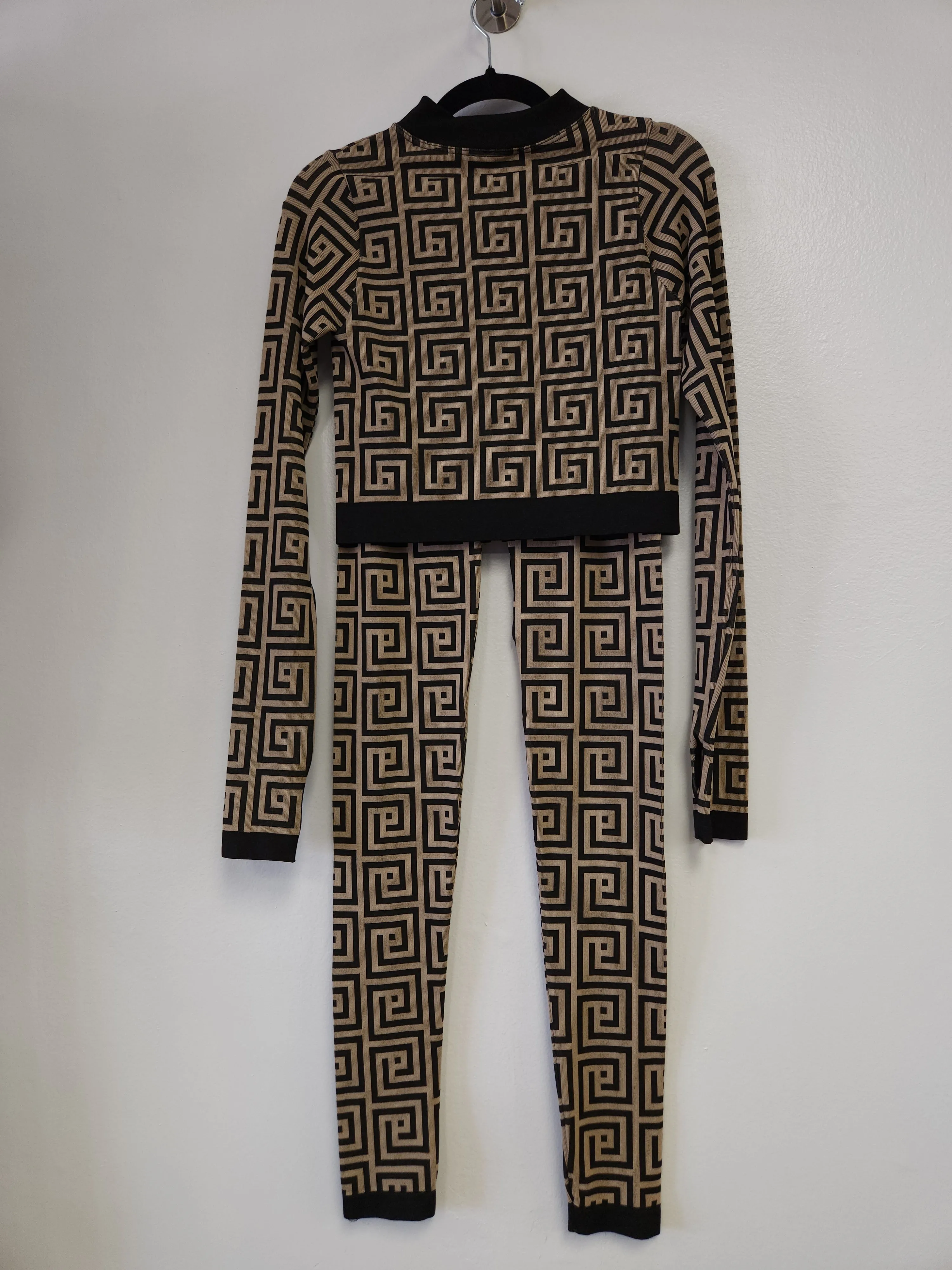 Seamless Print Zip Up Jacket And Leggings Set