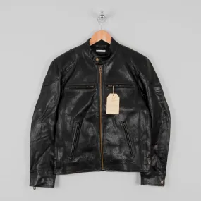 Shangri La Heritage Cafe Racer Leather Jacket - Black