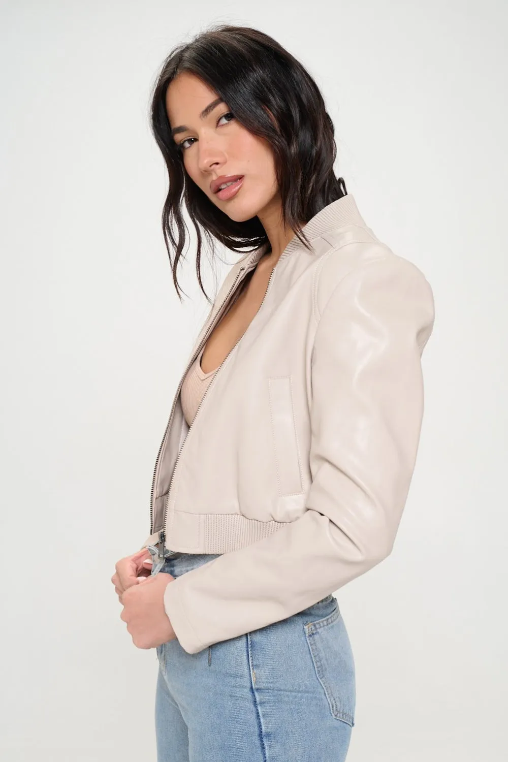 Skinny Dip Cropped Bomber Jacket