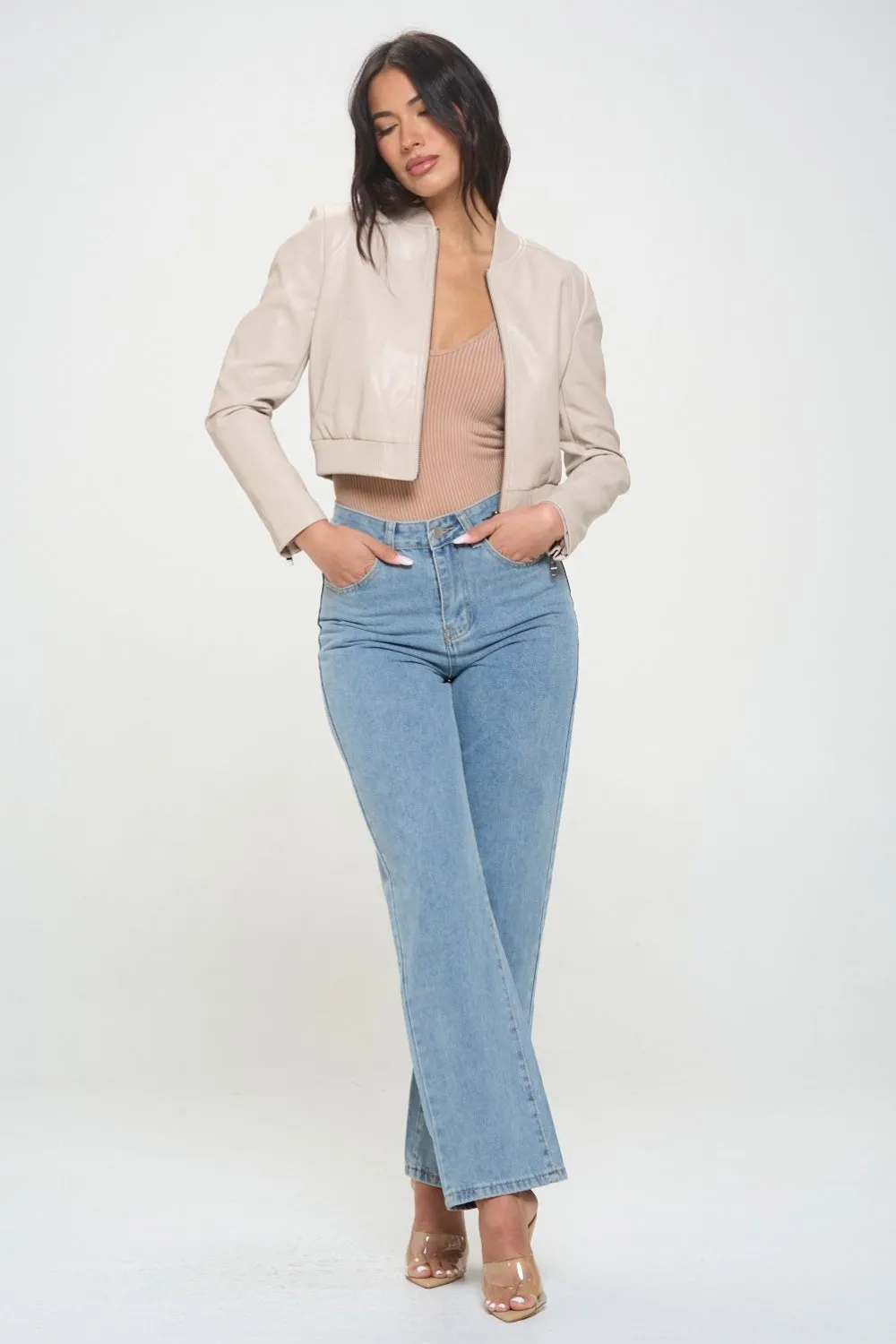 Skinny Dip Cropped Bomber Jacket