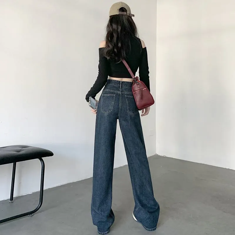 Slimming Dark-Colored Cropped & Regular & Long High-Waisted Jeans