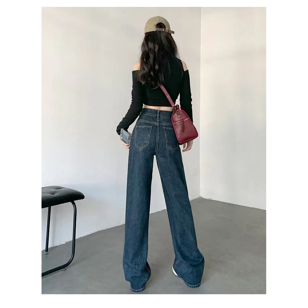 Slimming Dark-Colored Cropped & Regular & Long High-Waisted Jeans