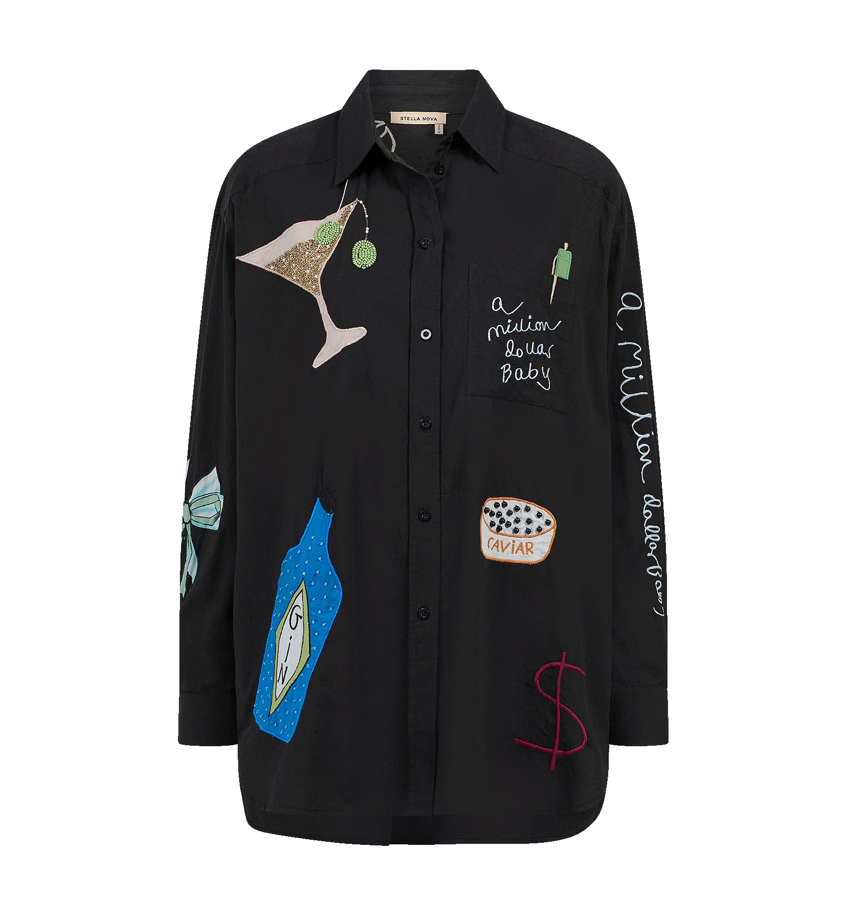 Stella Nova Black Bead Embellished Shirt