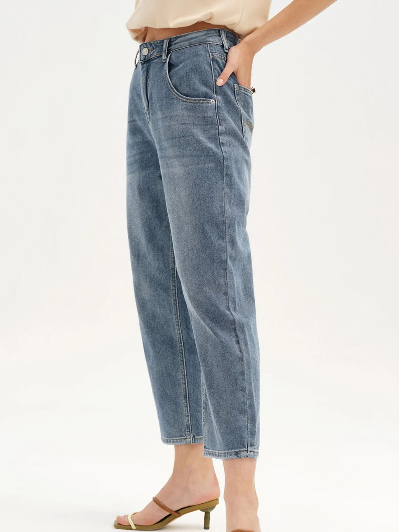 Straight Leg High Waist Pocket Long Jeans