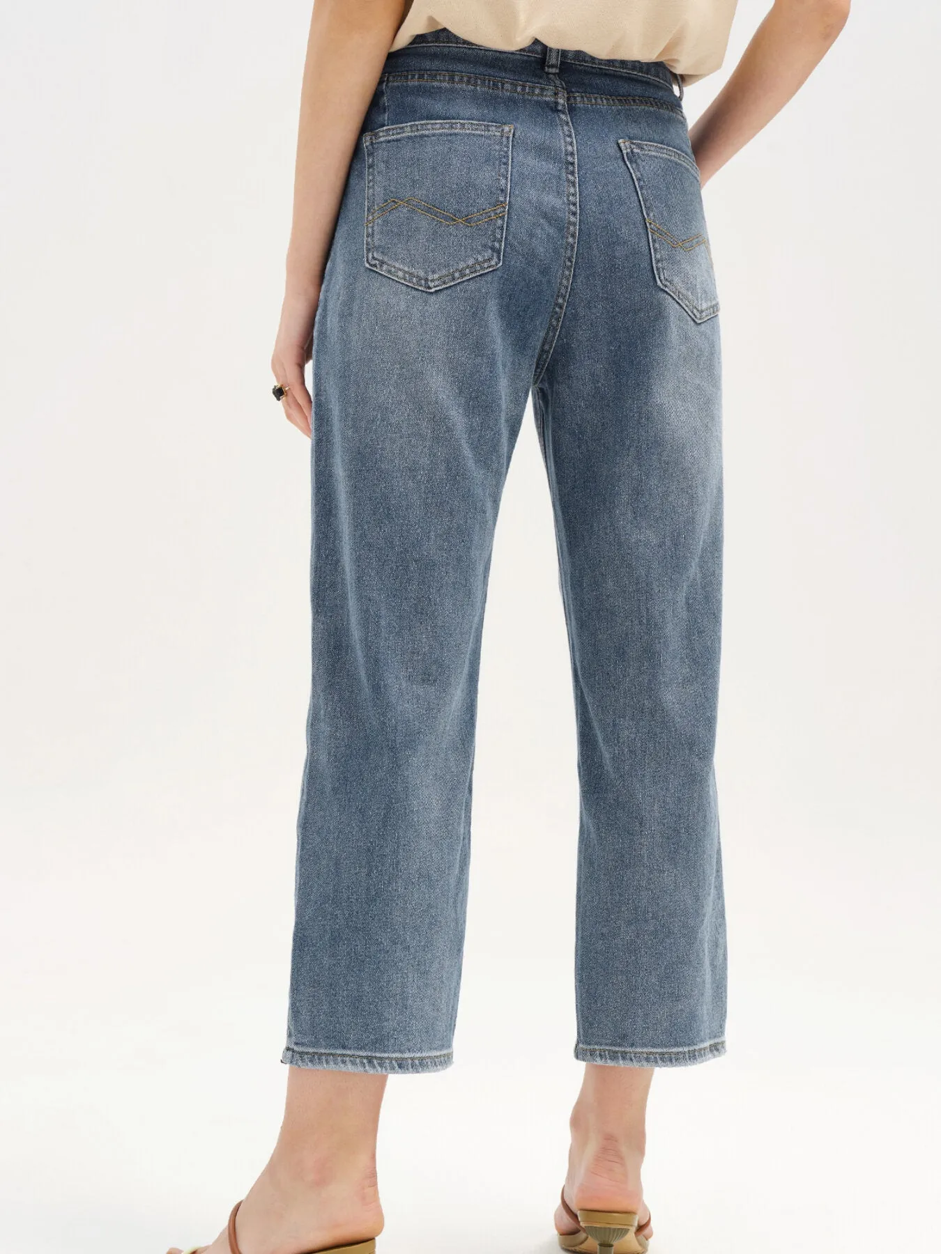 Straight Leg High Waist Pocket Long Jeans