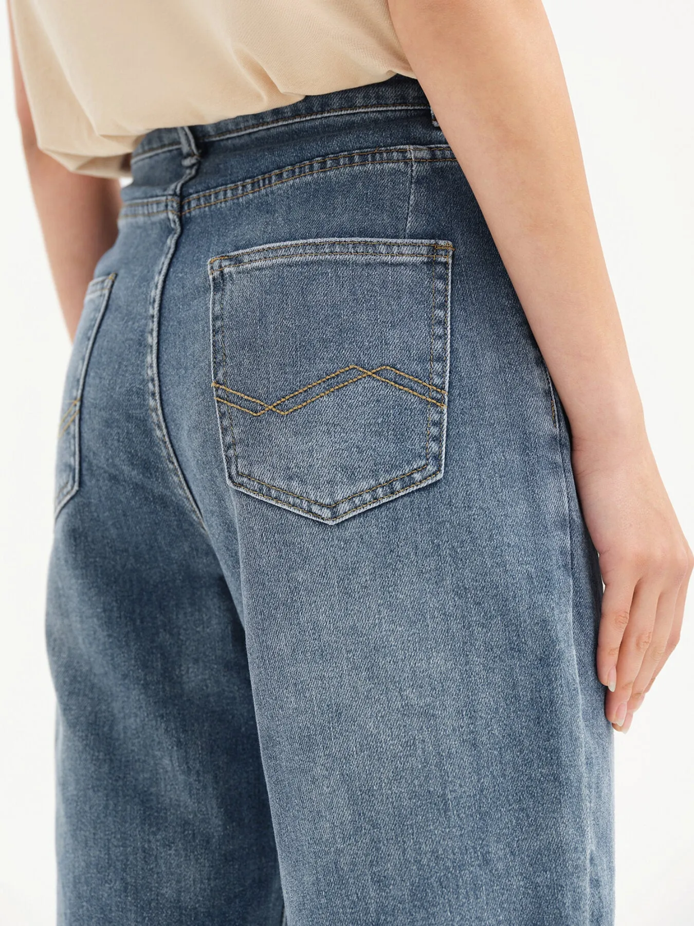 Straight Leg High Waist Pocket Long Jeans