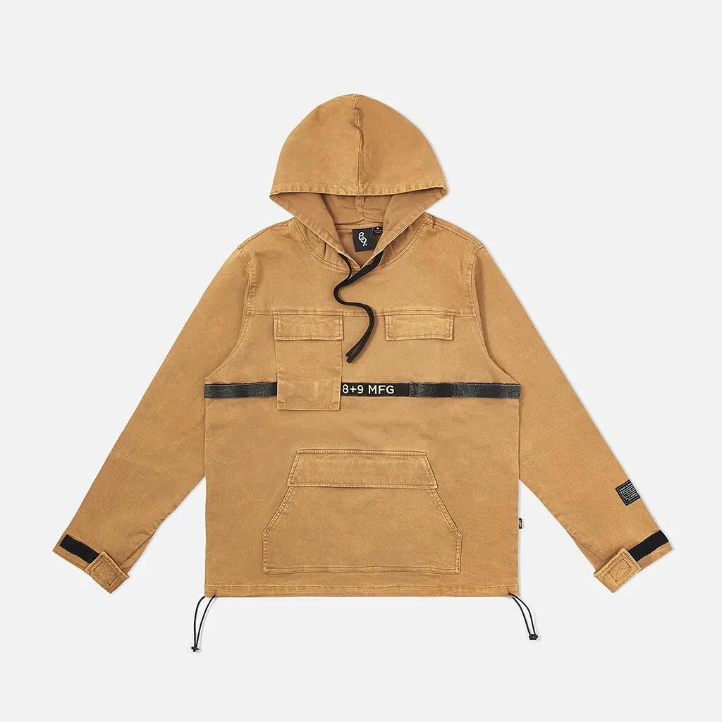 Strapped Up Vintage Washed Utility Anorak Jacket Tan