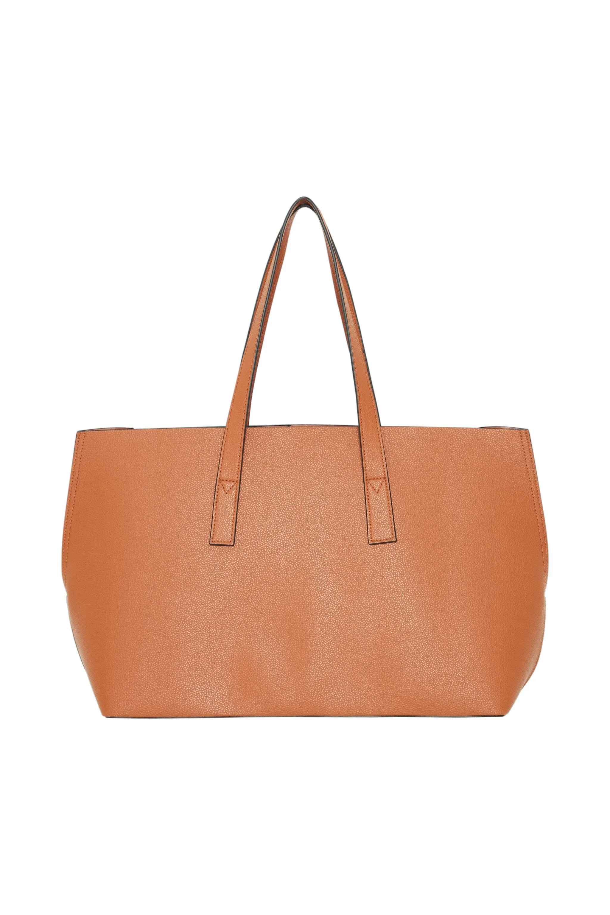 STRUCTURED COGNAC TOTE BAG