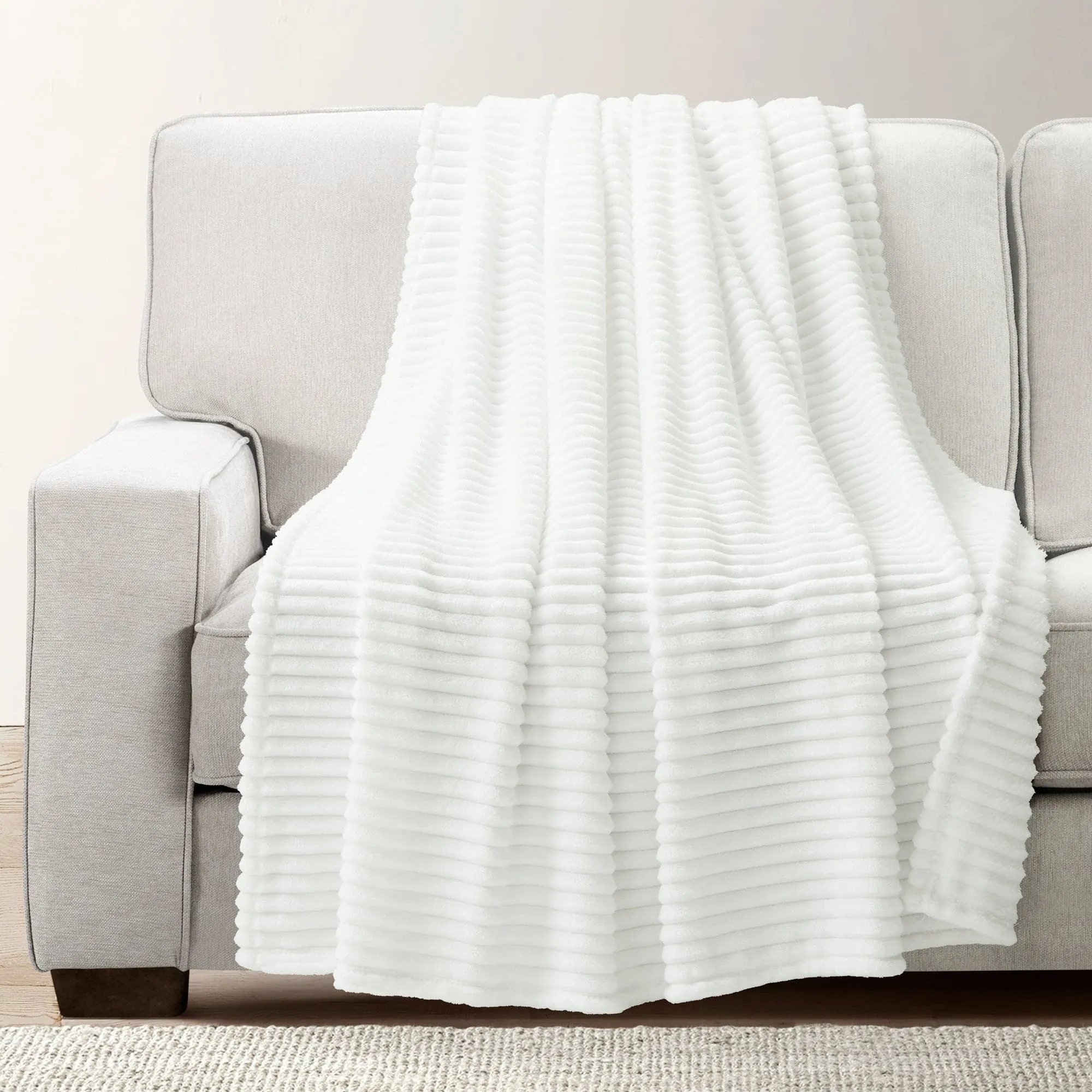 Super Cozy Ultra Soft Ribbed Faux Fur Throw