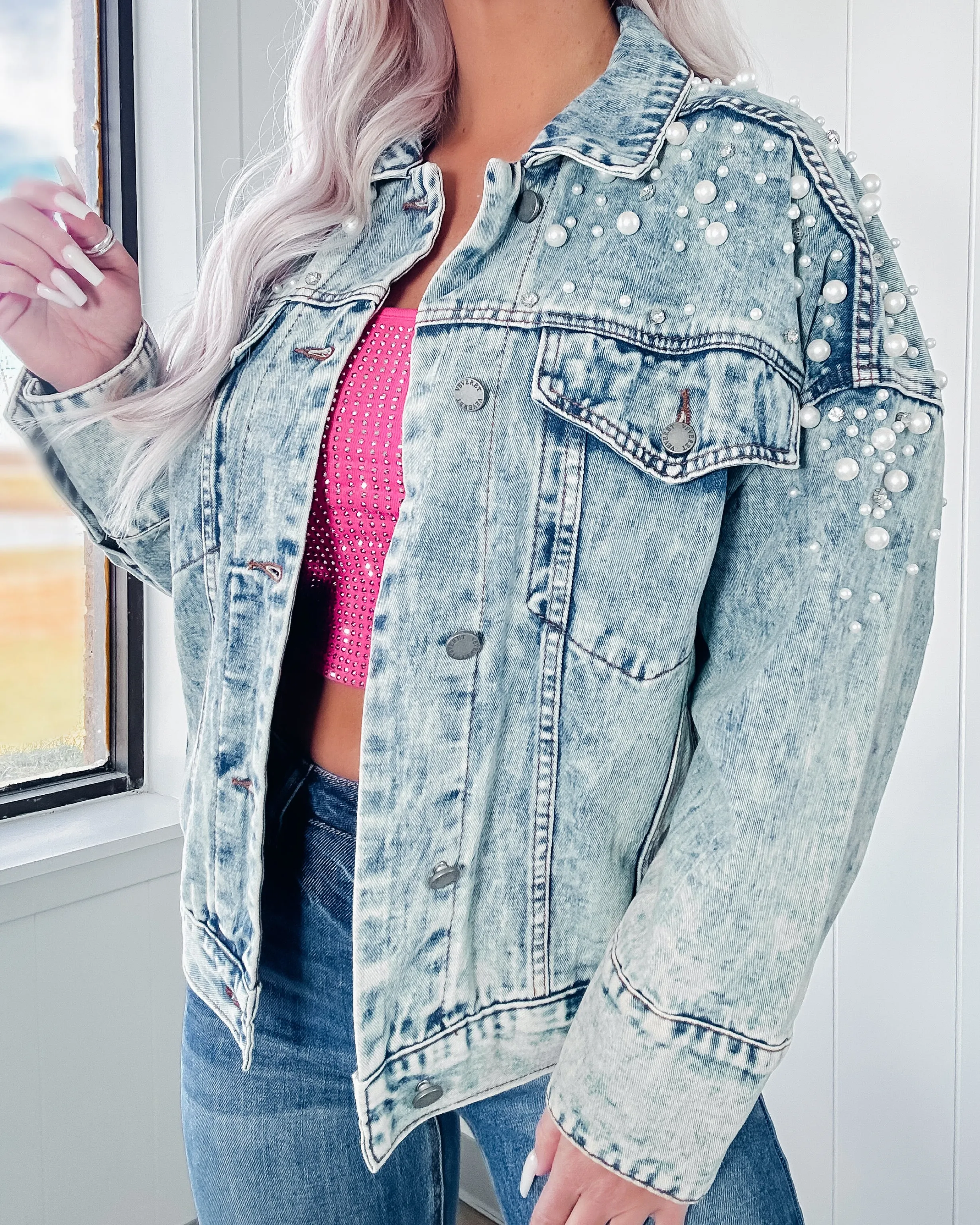 Sweet Touch Pearl Denim Jacket