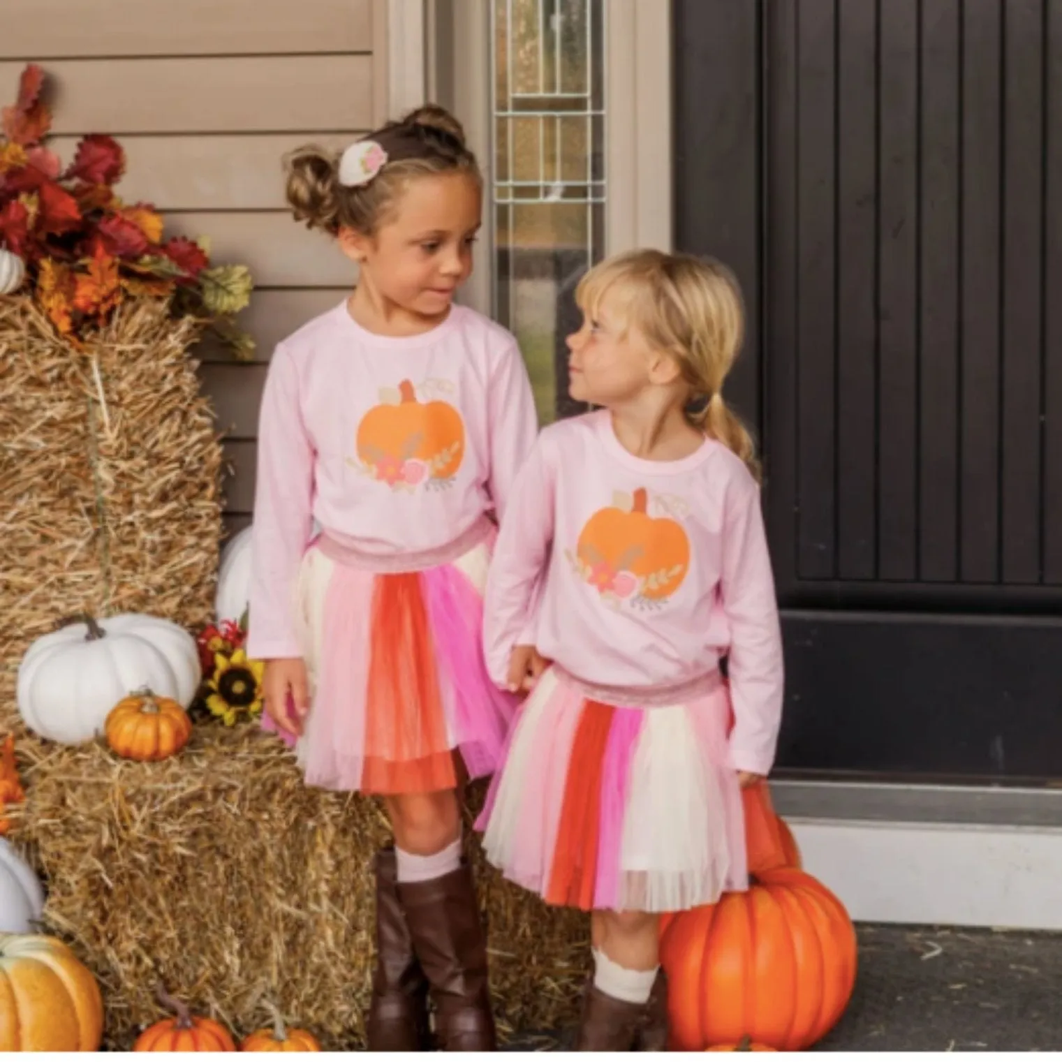 Sweet Wink Girls Pumpkin Flower L/S Shirt