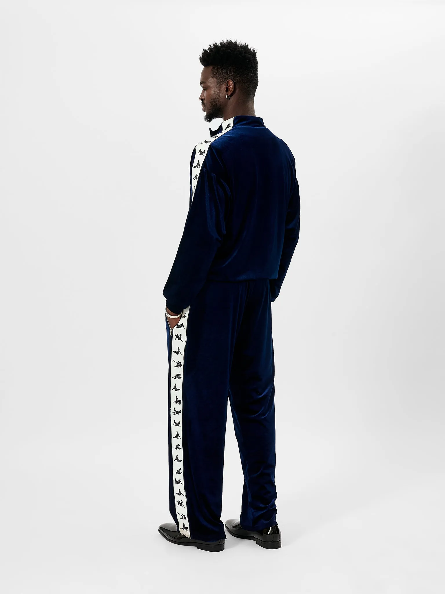 S*x Tape Tracksuit Jacket Velour Blue