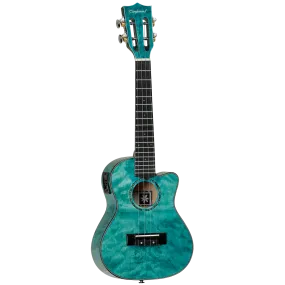 Tanglewood TWT23E Tiare Concert Tahitian Coral Gloss Quilted Maple Cutaway Ukulele w/Pick Up