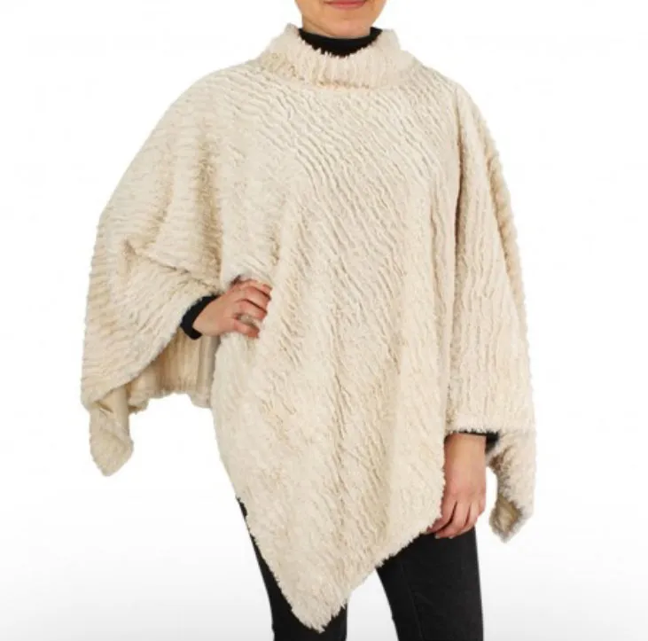 Taupe Kristen Faux Fur Poncho by Viv and Lou