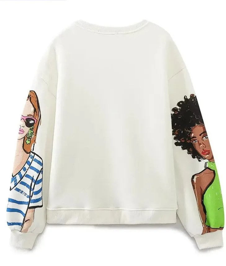 TEEK - Pretty Pals Print Sweatshirt