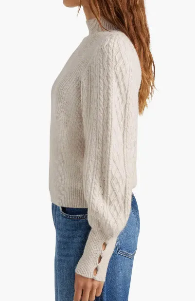 The Cable Mock Neck in Oat Heather