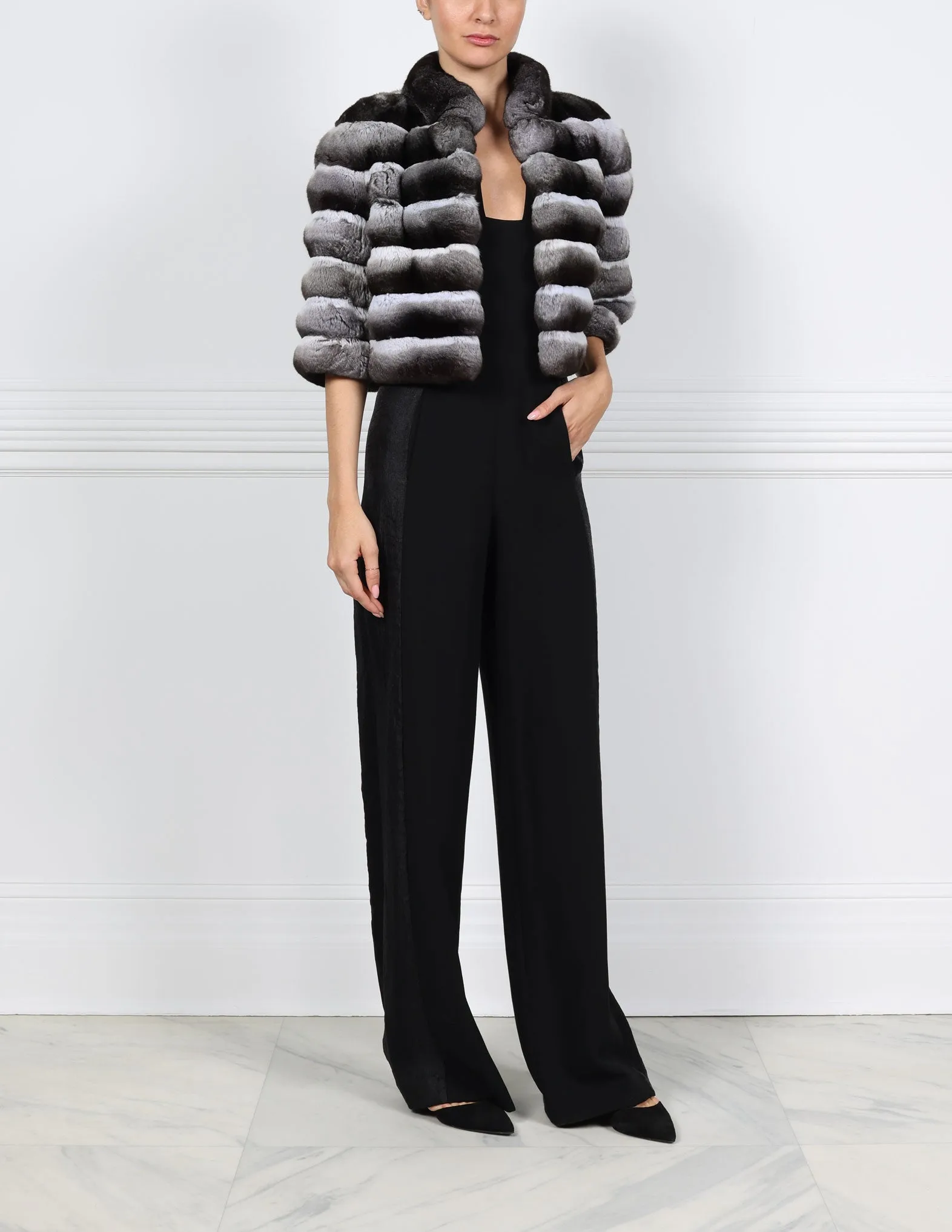 The Eileen Cropped Chinchilla Fur Jacket