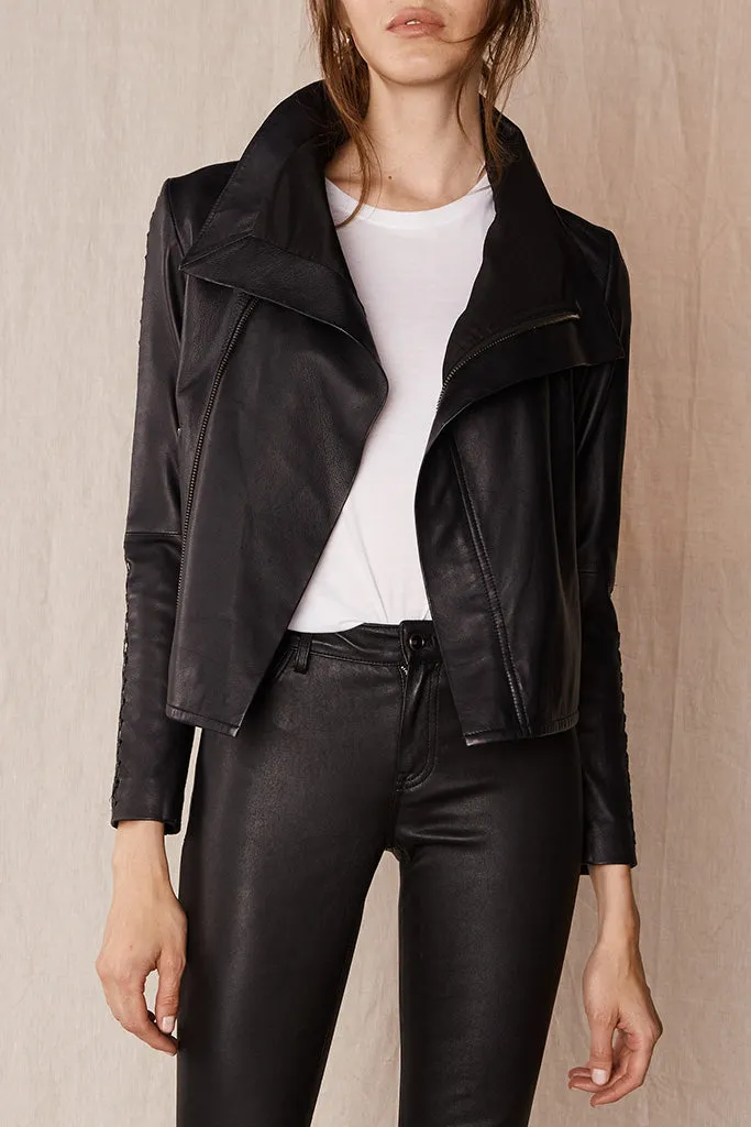 The Paddington Drape Jacket Black Leather