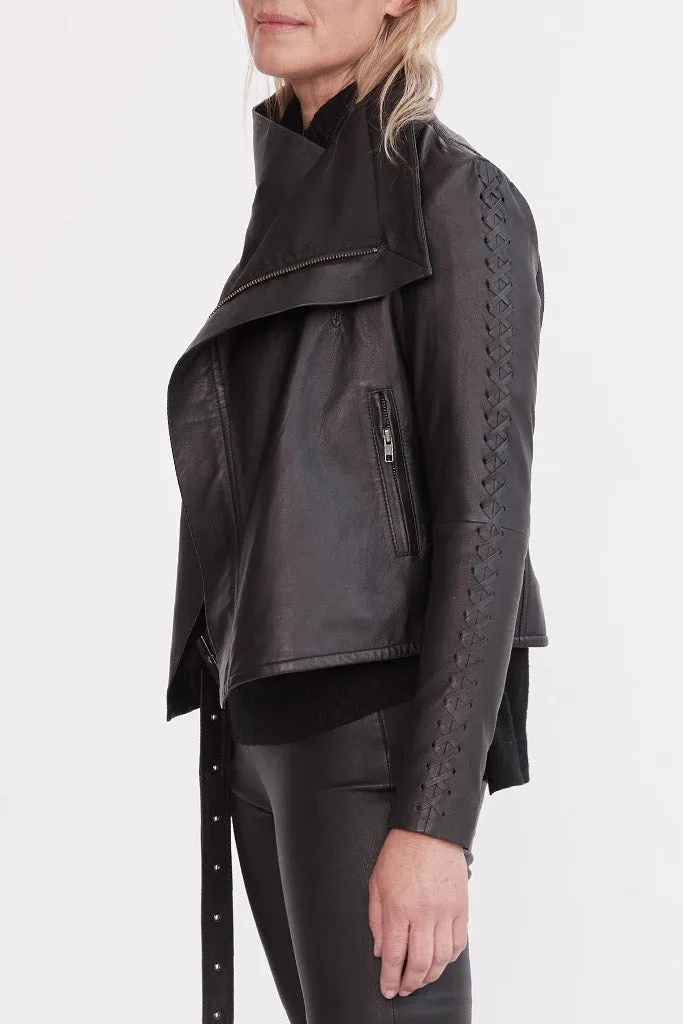 The Paddington Drape Jacket Black Leather