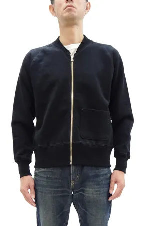 TOYS McCOY Zip-Up Sweatshirt Men's Casual C-2 Style No Hood Full Zip Sweatshirt with Rib Panel TMC2464 030 Black