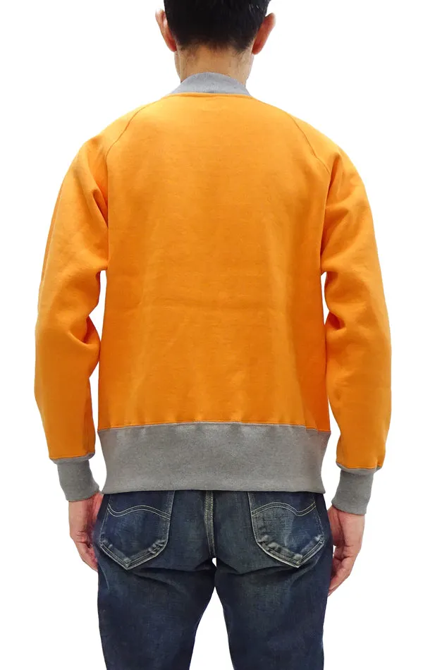 TOYS McCOY Zip-Up Sweatshirt Men's Casual C-2 Style No Hood Full Zip Sweatshirt with Rib Panel TMC2464 070 Orange x Ash-Gray