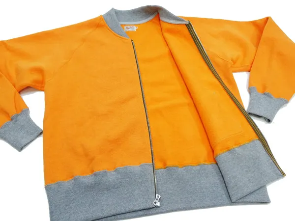 TOYS McCOY Zip-Up Sweatshirt Men's Casual C-2 Style No Hood Full Zip Sweatshirt with Rib Panel TMC2464 070 Orange x Ash-Gray