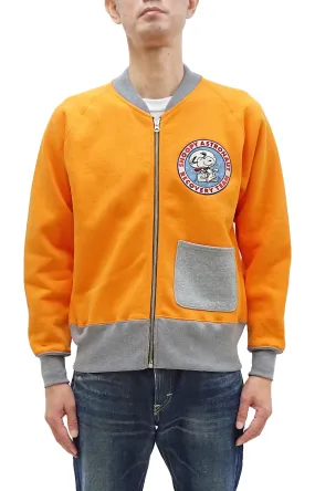 TOYS McCOY Zip-Up Sweatshirt Men's Casual Snoopy C-2 Style No Hood Full Zip Sweatshirt with Rib Panel TMC2457 070 Orange x Ash-Gray