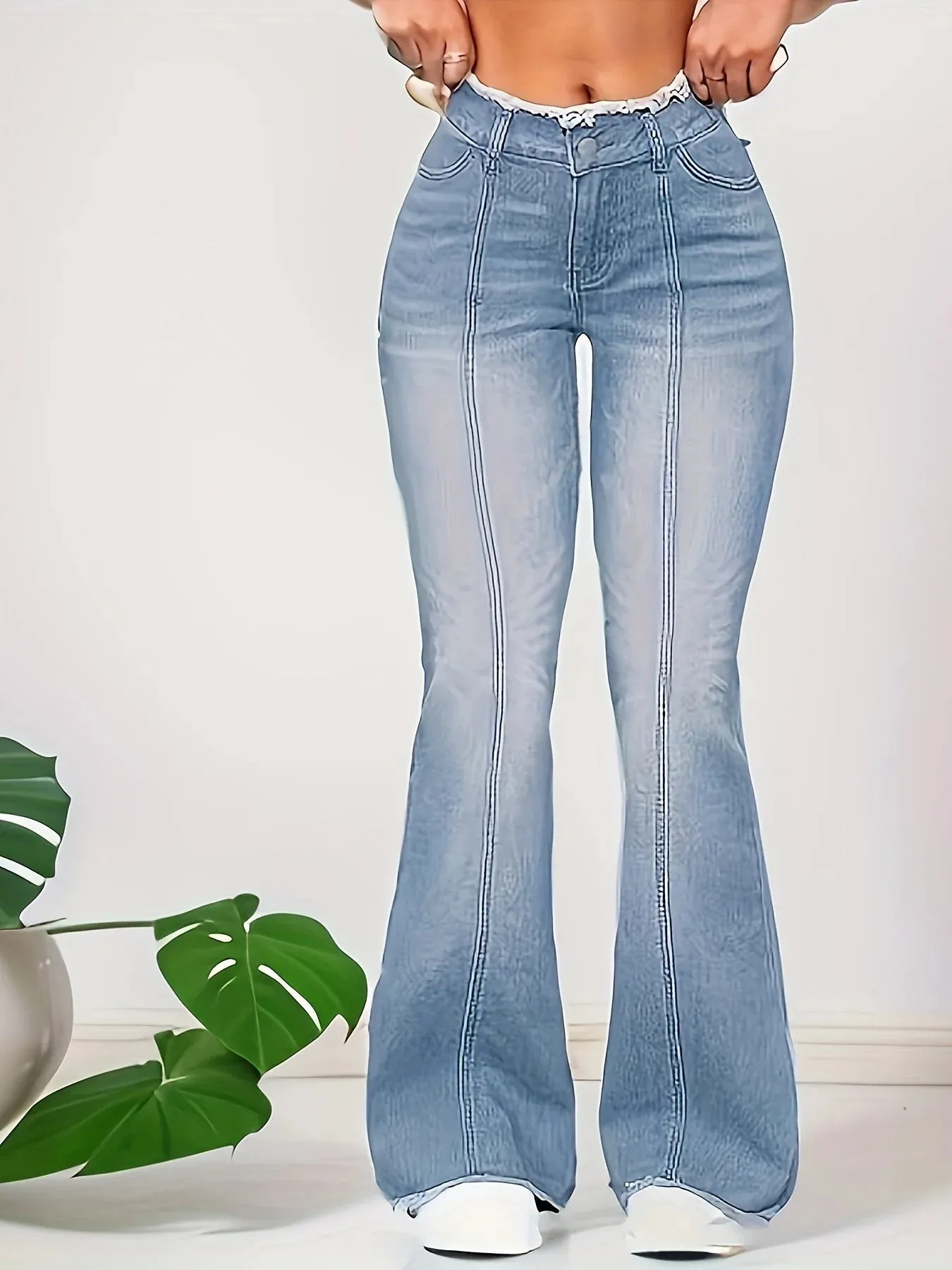 Trendy Stretch Denim Boot Flared Jeans