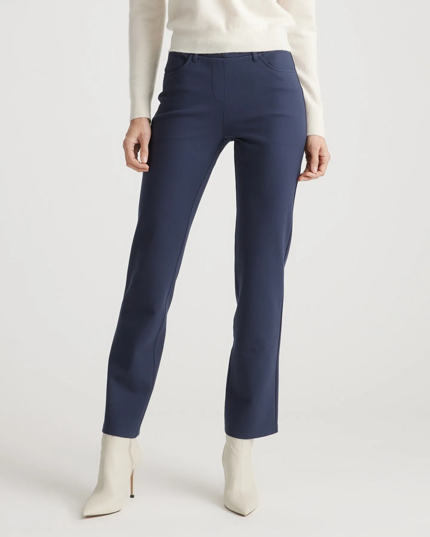 Ultra-Stretch Ponte Straight Leg 4-Pocket Pants