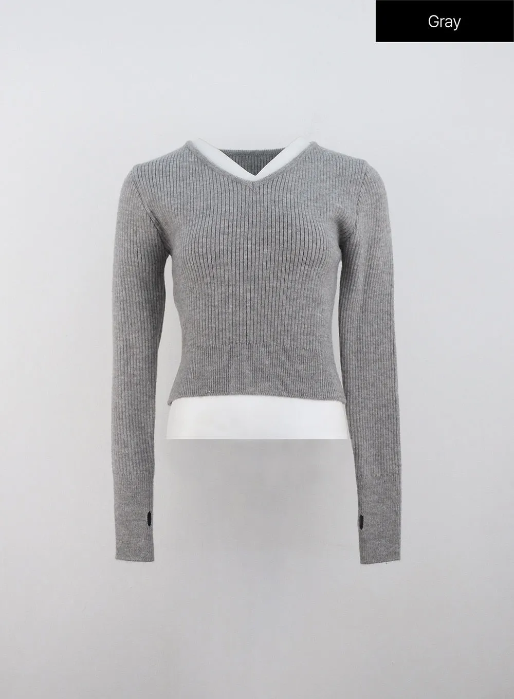 V-Neck Knit Crop Sweater ON330