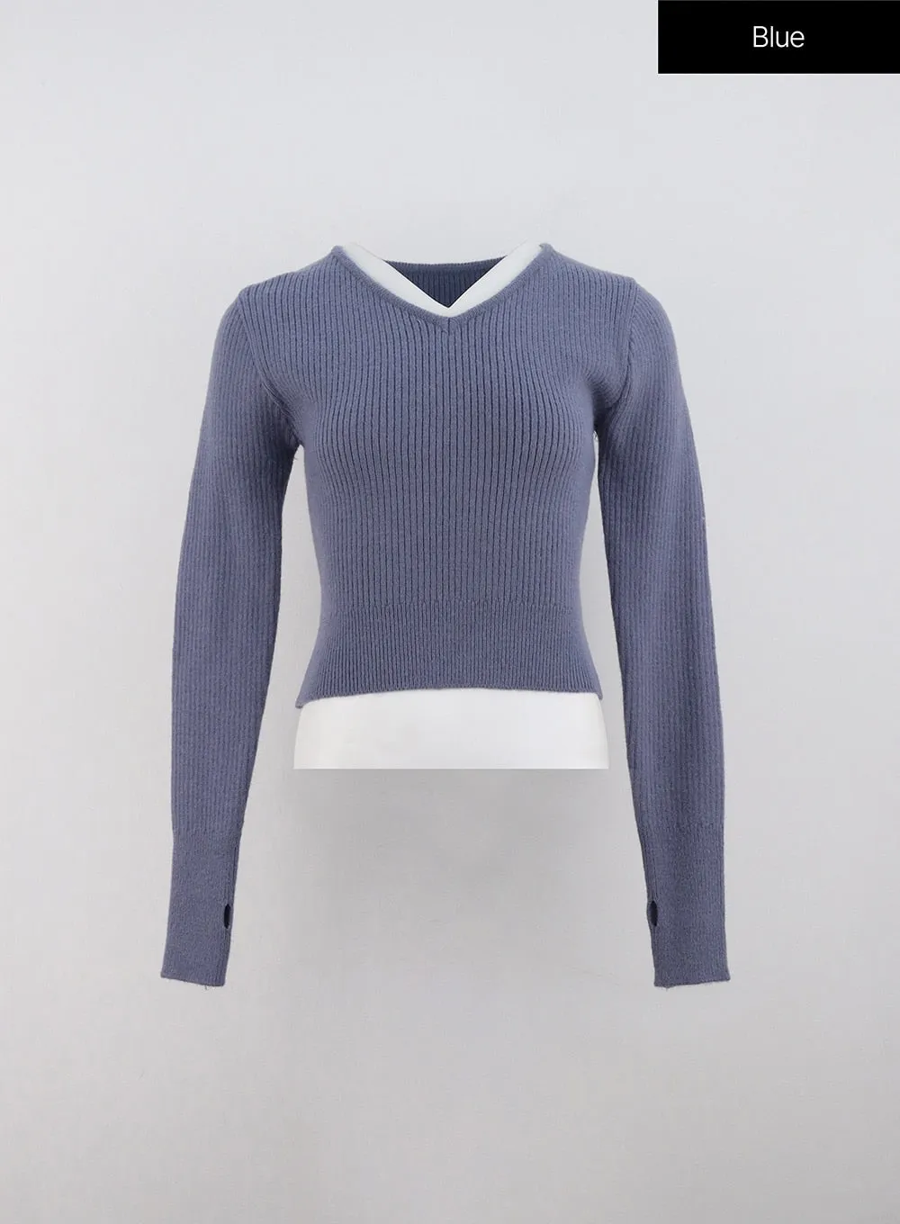 V-Neck Knit Crop Sweater ON330