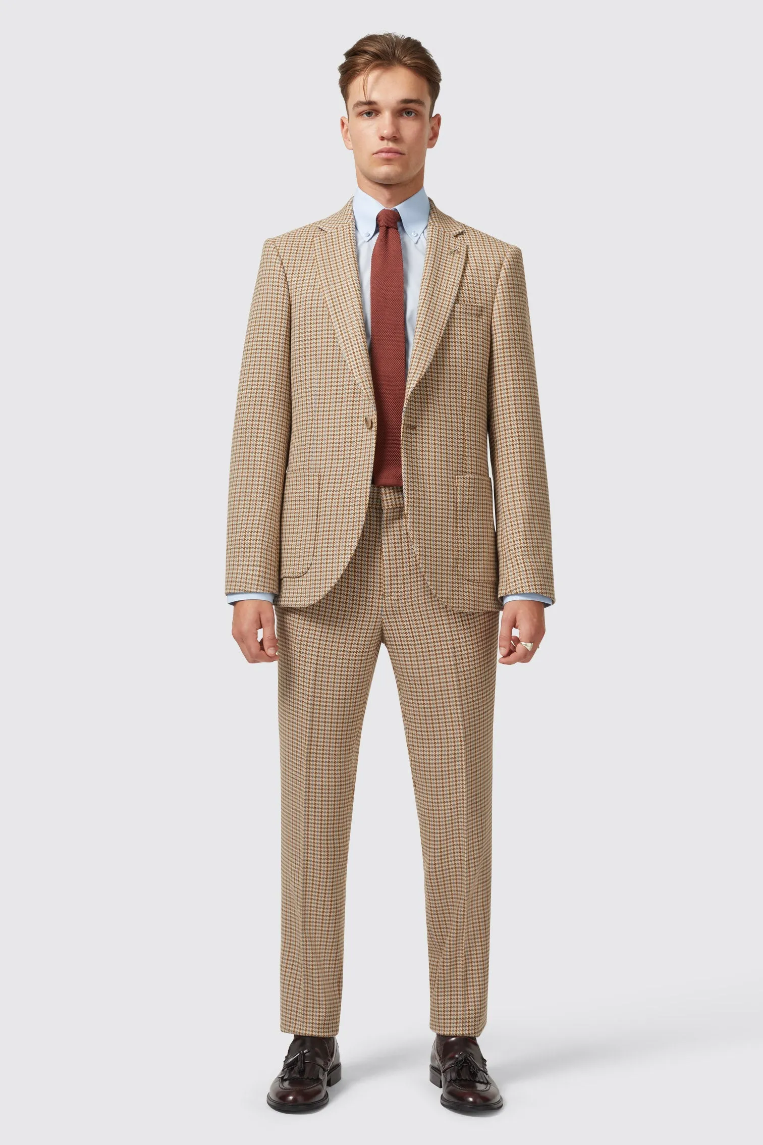 Vaughan Slim Fit Brown Check Trouser