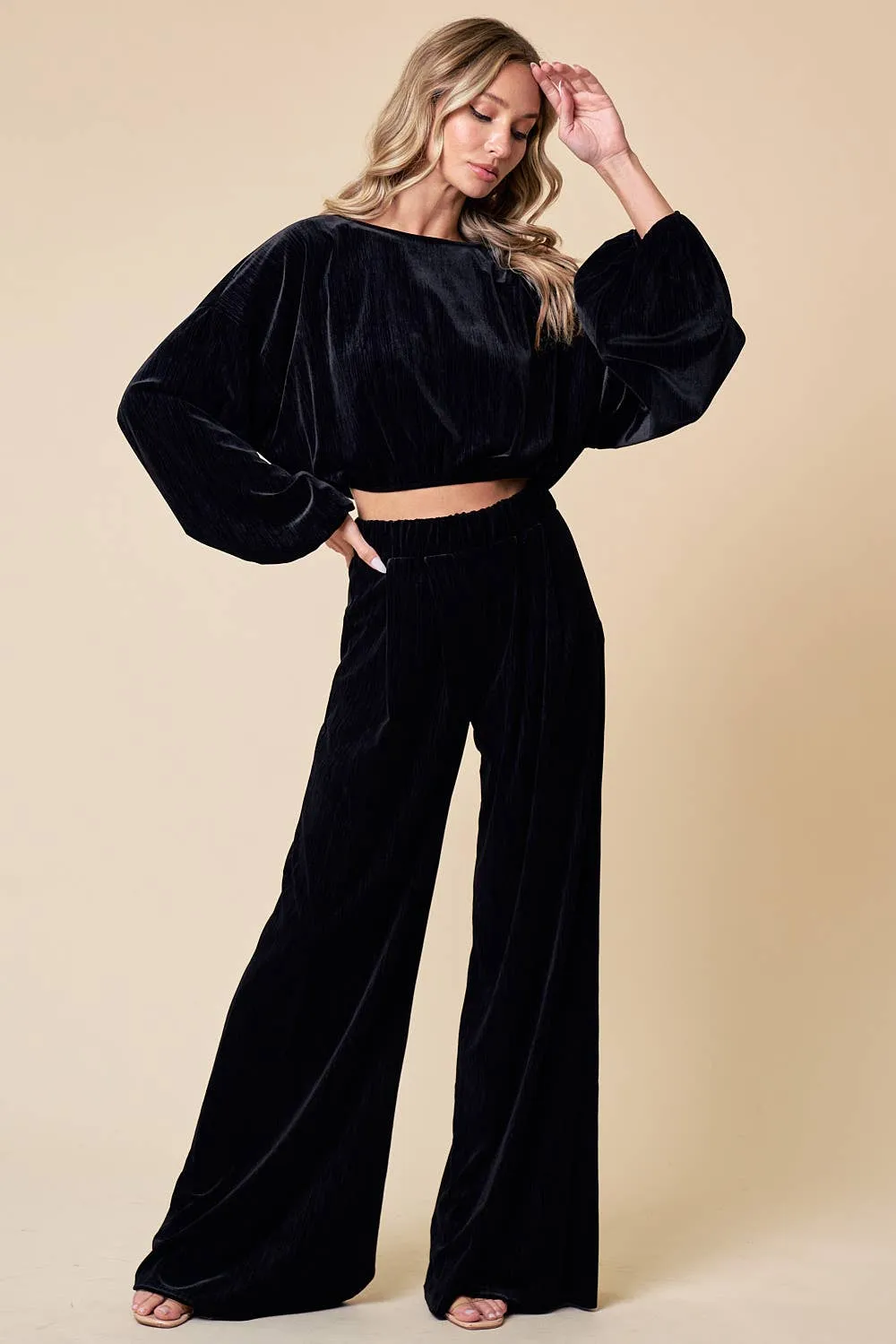 Vicki Black Velvet Holiday pants