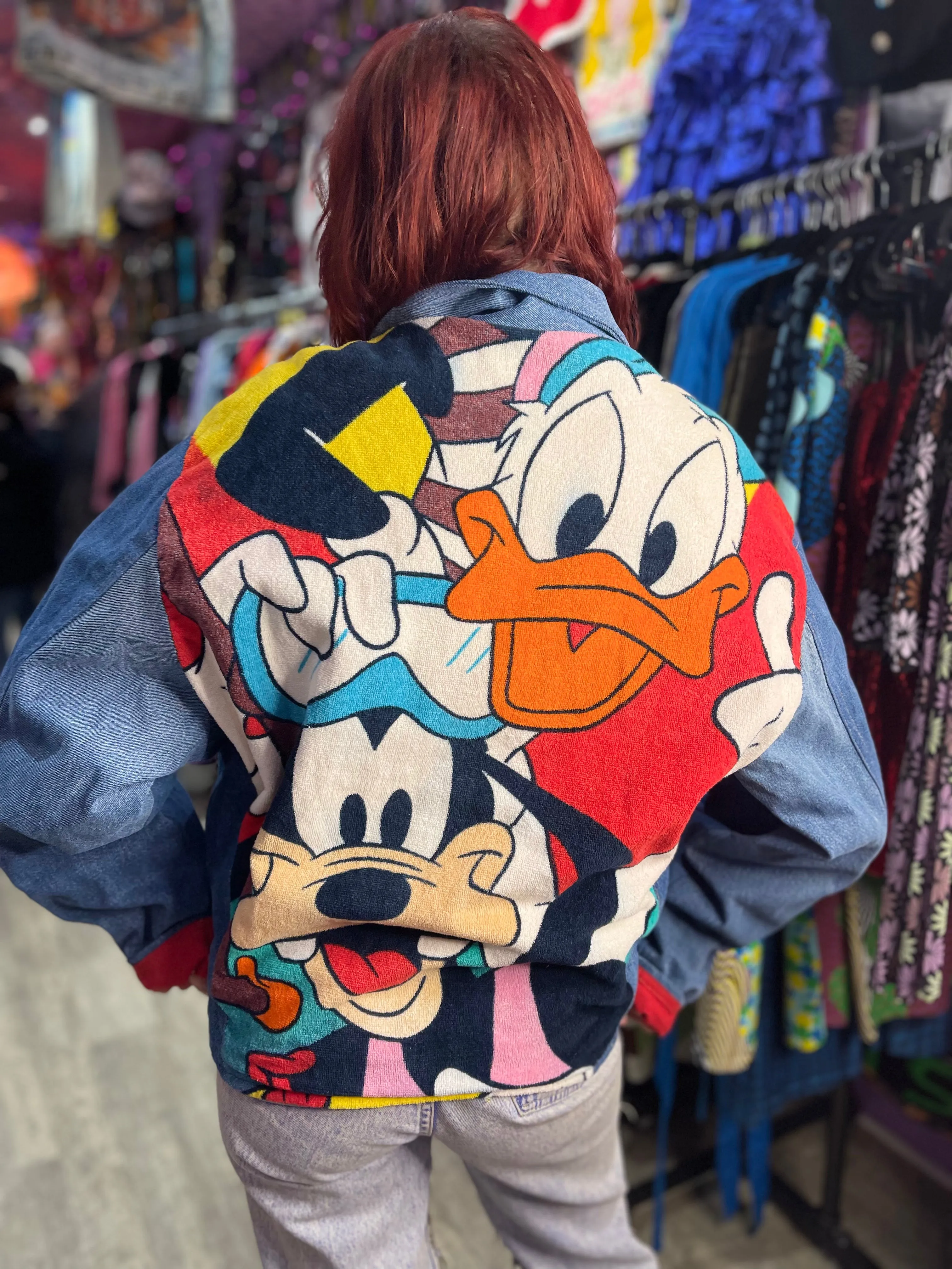 Vintage 80s Donald And Goofy Patchwork Denim Jacket