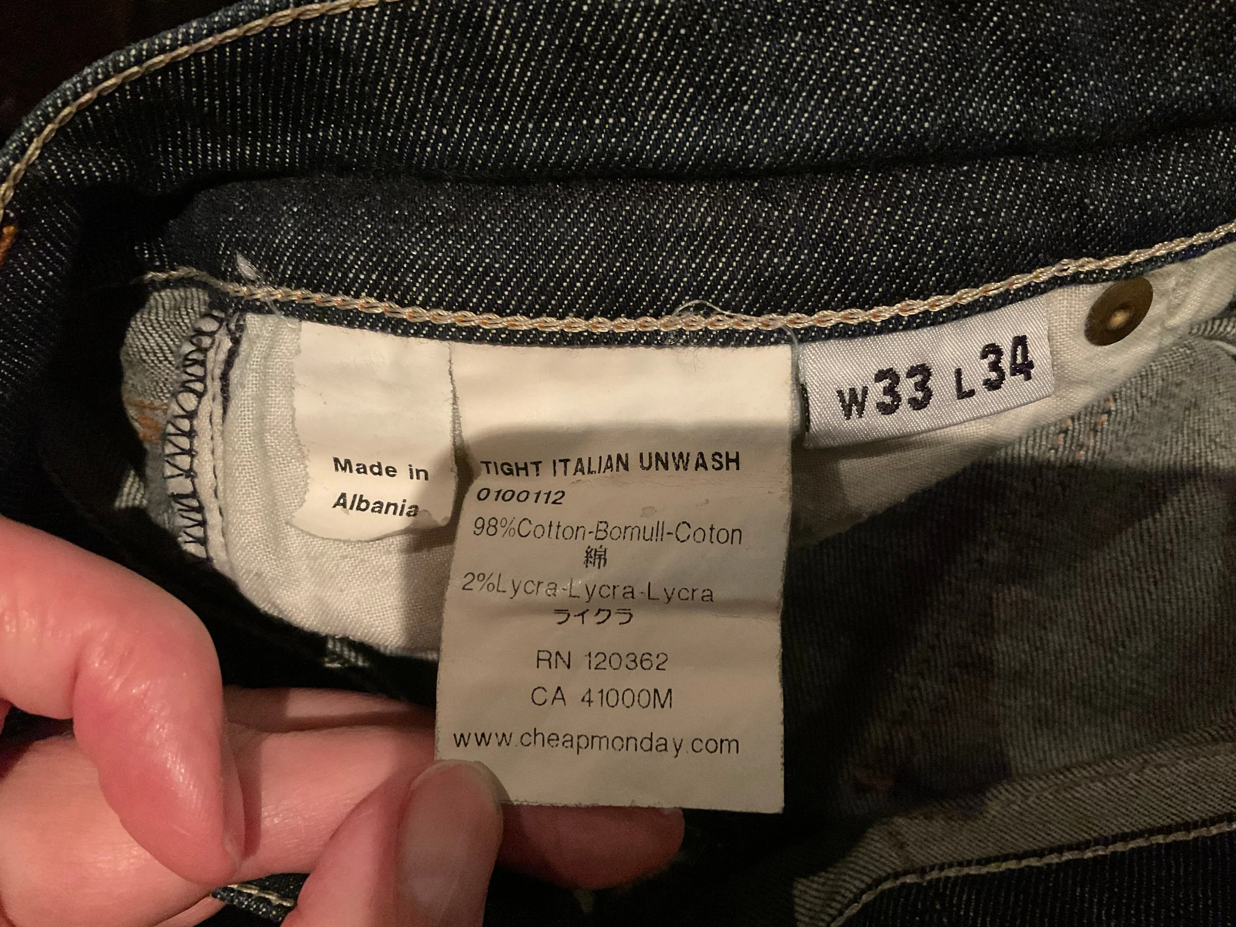 Vintage Cheap Monday denim jeans, 30”